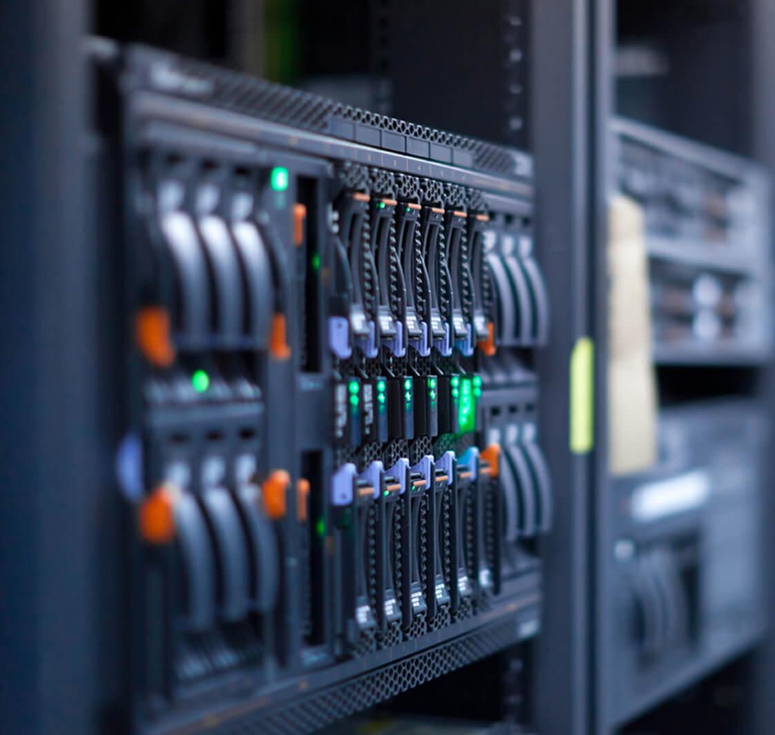 Backup tapes in a server rack.