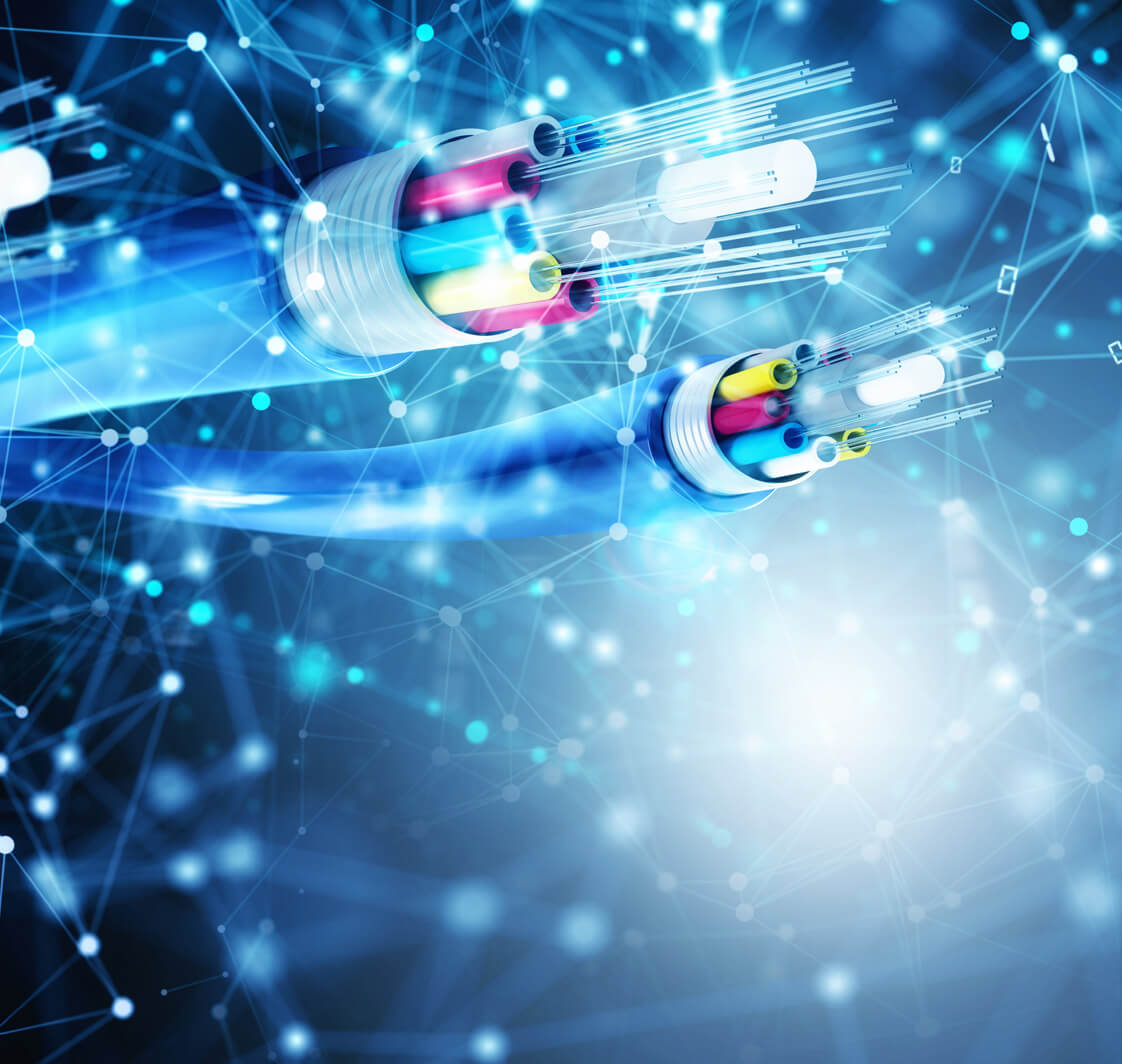 Fibre ethernet cable on patterned background