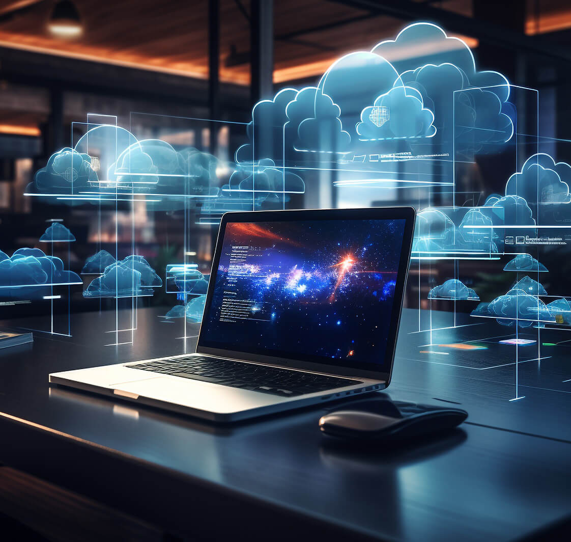Online, cloud storage, contact, computing, tablet, phone home devices with online. linking computer to cloud with server, connection. Devices connected to storage in the data center