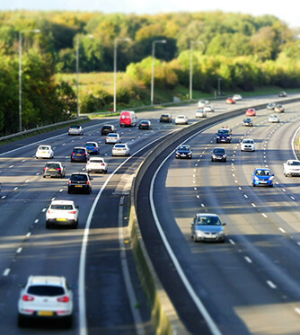 Motorway with cars.