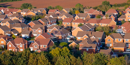 Aerial View of UK Houses.