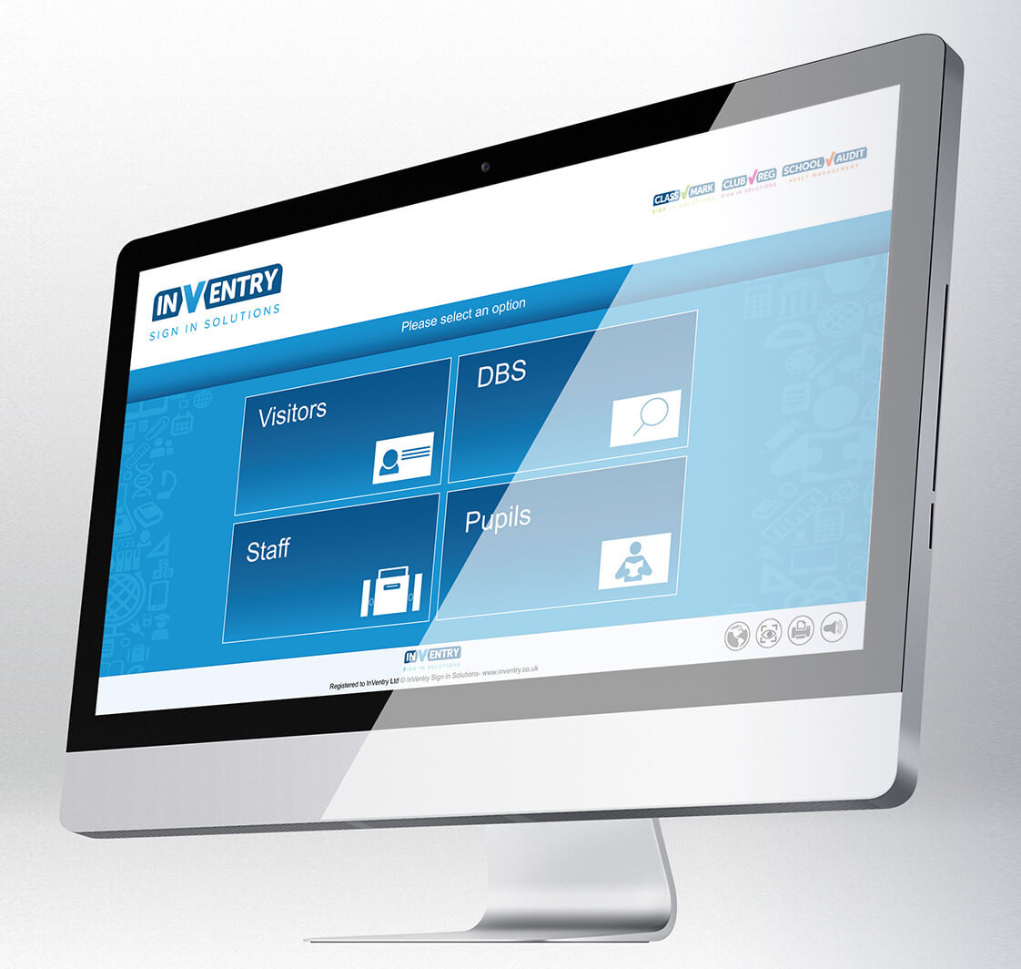 InVentry software displayed on a monitor.