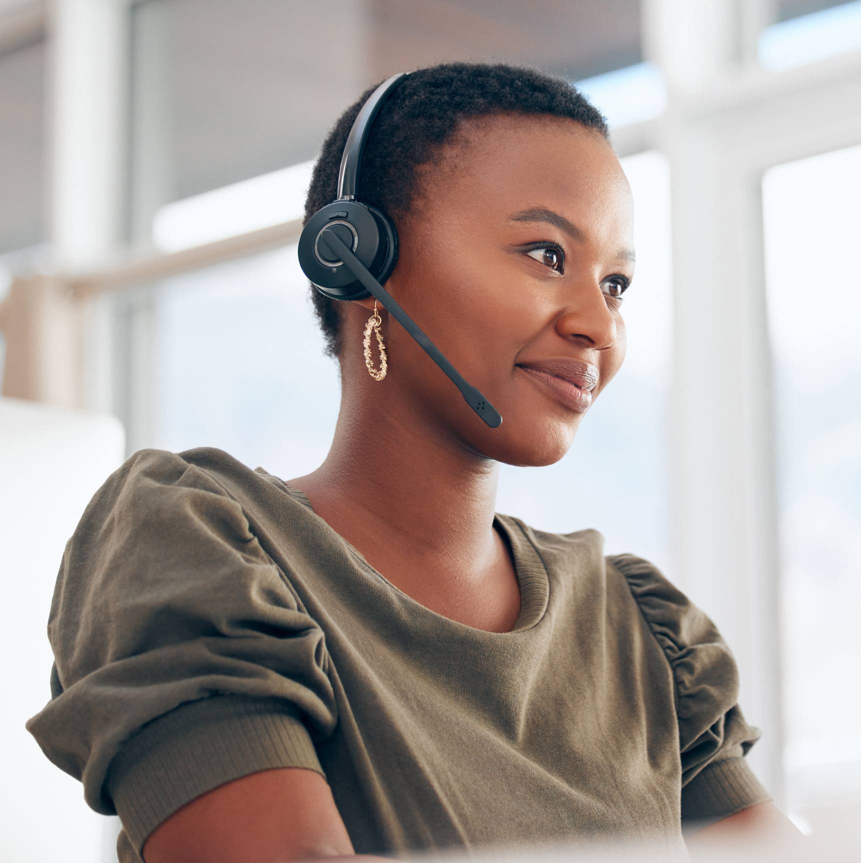 Woman with headset
