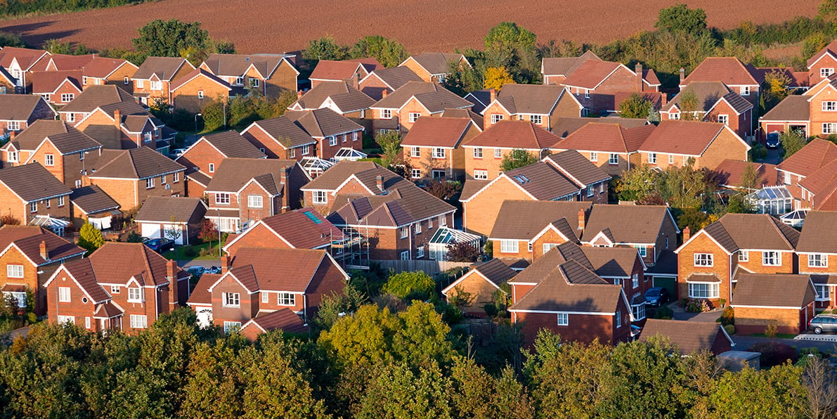Aerial View of UK Houses.