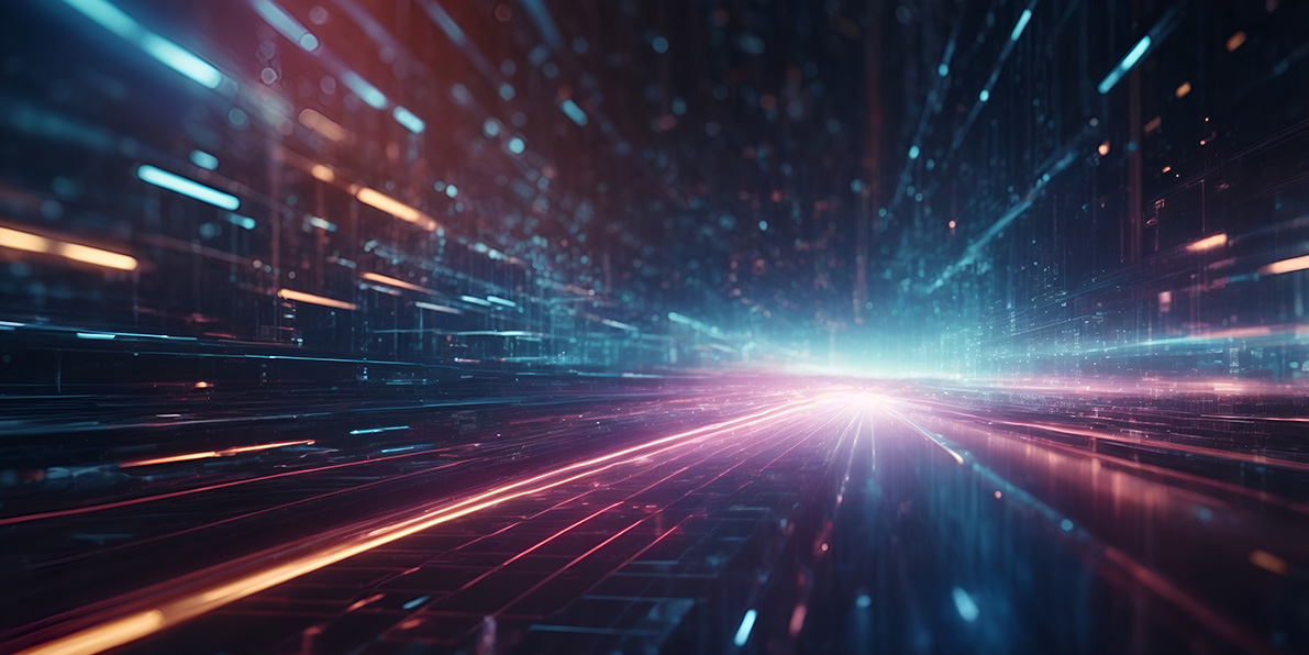 illustration of futuristic high-speed light in cyberspace. Information technology network of data center. Abstarct background light