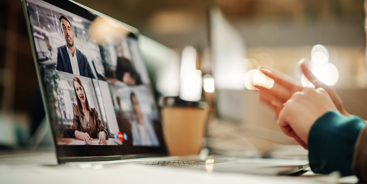 Video call on a laptop.